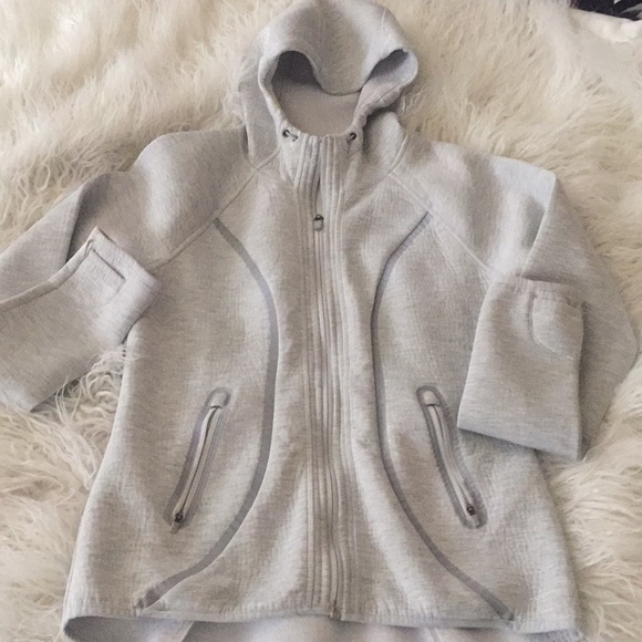 Athleta Tops - Athleta Grey Scuba zip Hoodie Small